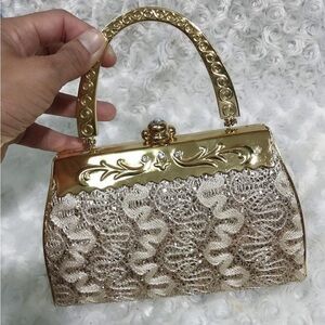 Elegant Gold Metal Solid Handbag, Golden Chic, Sin city, Devils Heirloom